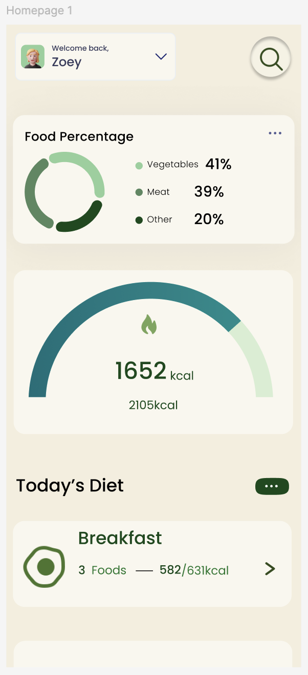 Main dashboard screen